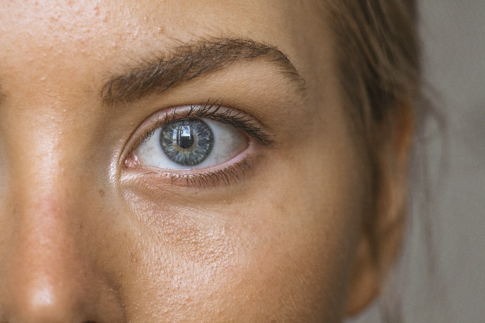 Close-up of the skin around a person's eye
